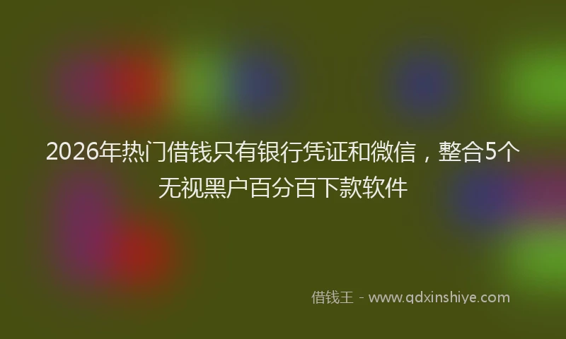 2026年热门借钱只有银行凭证和微信，整合5个无视黑户百分百下款软件