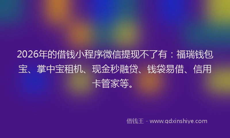 2026年的借钱小程序微信提现不了有：福瑞钱包宝、掌中宝租机、现金秒融贷、钱袋易借、信用卡管家等。