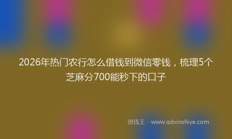 2026年热门农行怎么借钱到微信零钱，梳理5个芝麻分700能秒下的口子