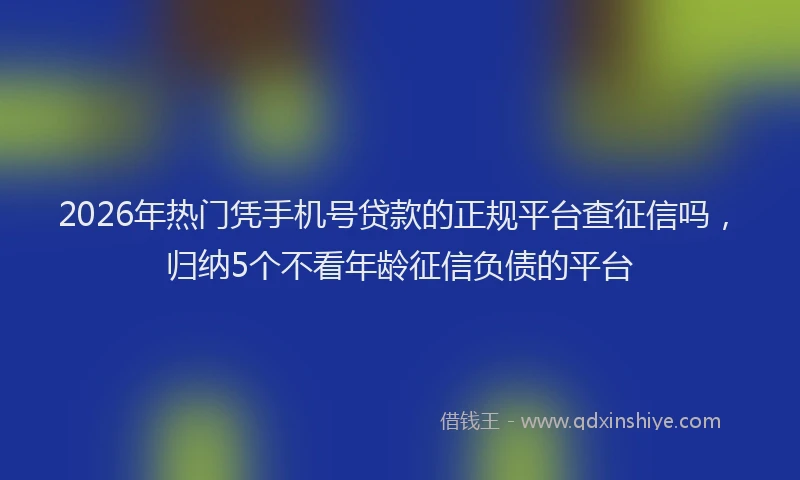 2026年热门凭手机号贷款的正规平台查征信吗，归纳5个不看年龄征信负债的平台