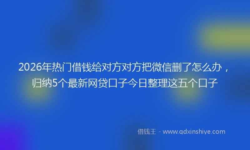 2026年热门借钱给对方对方把微信删了怎么办，归纳5个最新网贷口子今日整理这五个口子