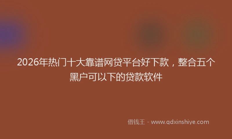 2026年热门十大靠谱网贷平台好下款，整合五个黑户可以下的贷款软件