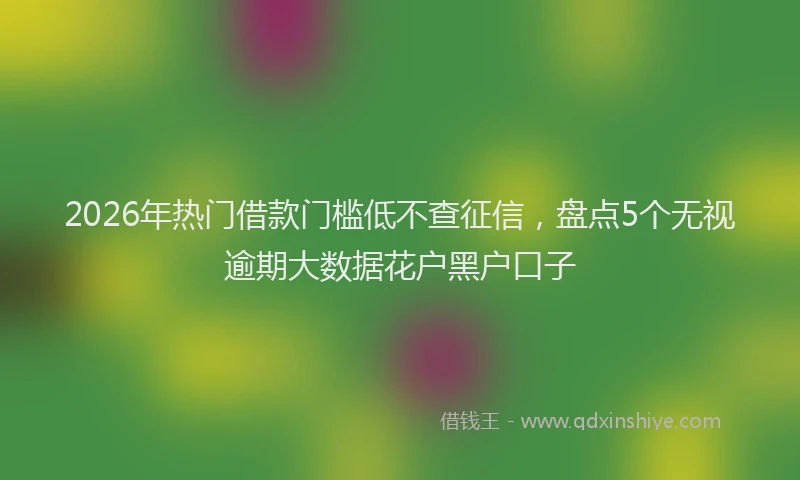 2026年热门借款门槛低不查征信，盘点5个无视逾期大数据花户黑户口子