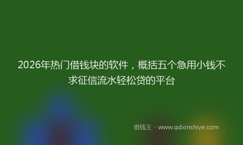 2026年热门借钱块的软件，概括五个急用小钱不求征信流水轻松贷的平台