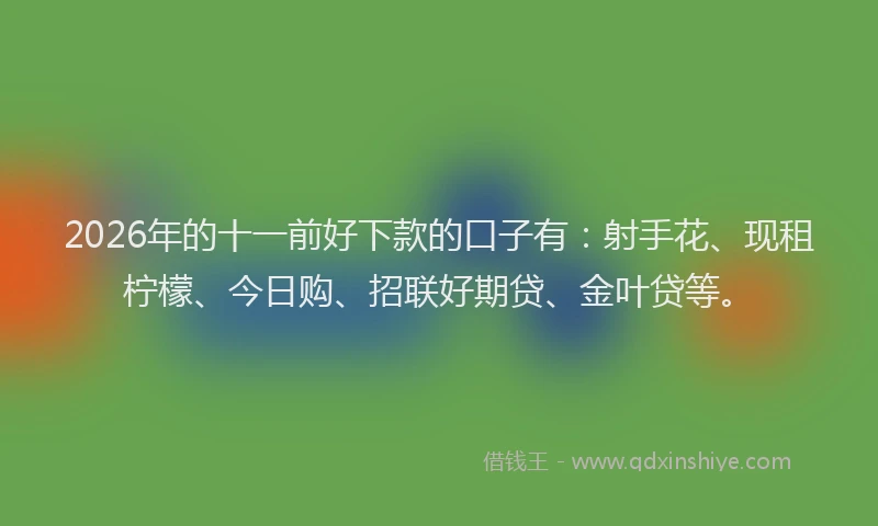 2026年的十一前好下款的口子有：射手花、现租柠檬、今日购、招联好期贷、金叶贷等。