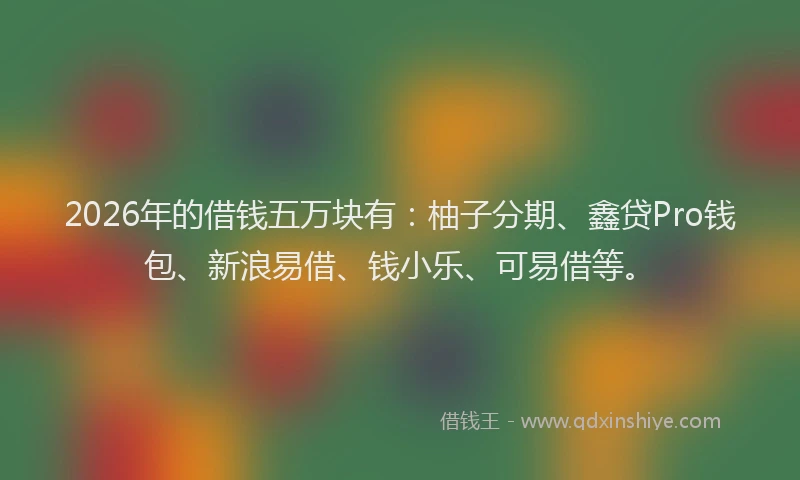 2026年的借钱五万块有：柚子分期、鑫贷Pro钱包、新浪易借、钱小乐、可易借等。
