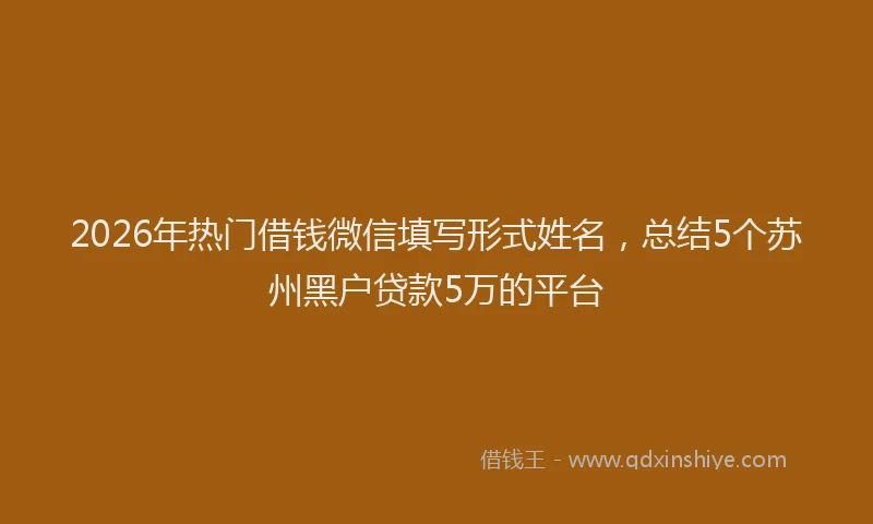 2026年热门借钱微信填写形式姓名，总结5个苏州黑户贷款5万的平台