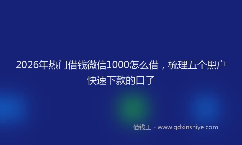 2026年热门借钱微信1000怎么借，梳理五个黑户快速下款的口子