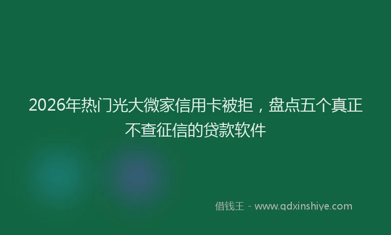 2026年热门光大微家信用卡被拒，盘点五个真正不查征信的贷款软件