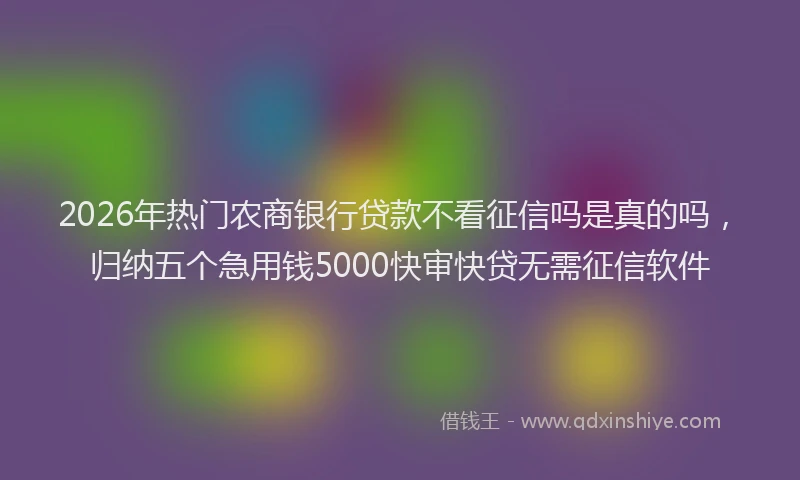 2026年热门农商银行贷款不看征信吗是真的吗，归纳五个急用钱5000快审快贷无需征信软件