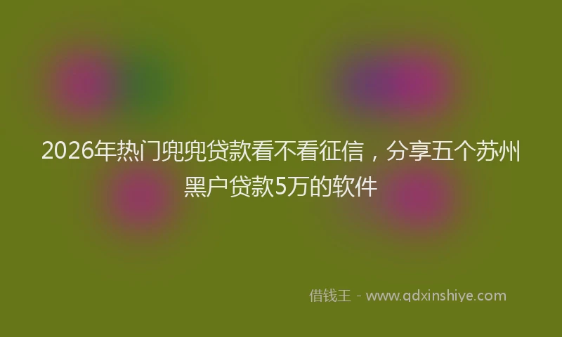 2026年热门兜兜贷款看不看征信，分享五个苏州黑户贷款5万的软件