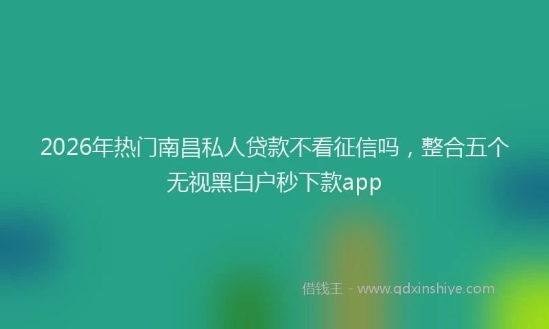2026年热门南昌私人贷款不看征信吗，整合五个无视黑白户秒下款app