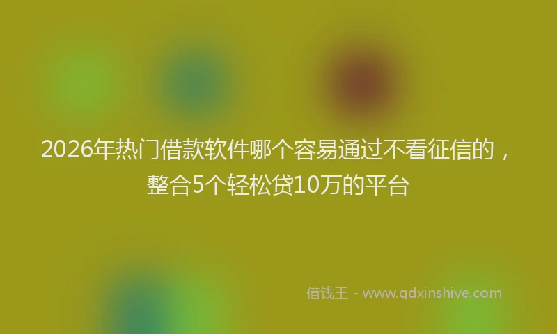 2026年热门借款软件哪个容易通过不看征信的，整合5个轻松贷10万的平台