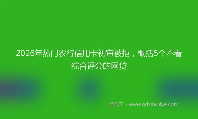 2026年热门农行信用卡初审被拒，概括5个不看综合评分的网贷