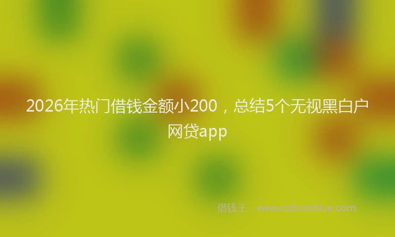 2026年热门借钱金额小200，总结5个无视黑白户网贷app