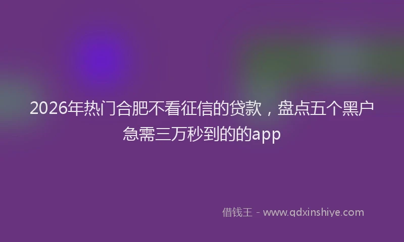 2026年热门合肥不看征信的贷款，盘点五个黑户急需三万秒到的的app