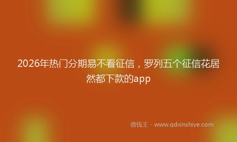 2026年热门分期易不看征信，罗列五个征信花居然都下款的app