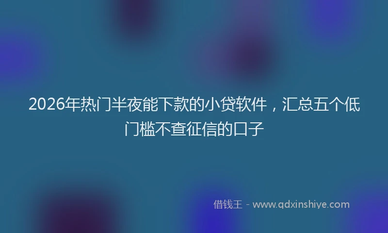 2026年热门半夜能下款的小贷软件，汇总五个低门槛不查征信的口子