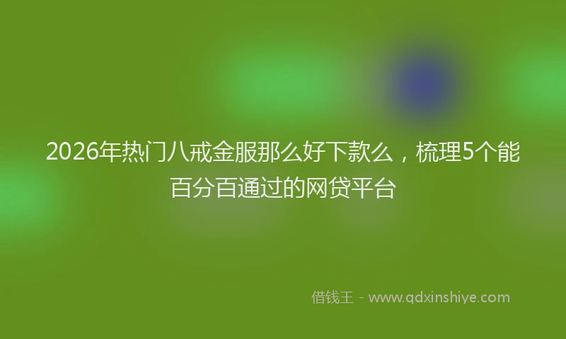 2026年热门八戒金服那么好下款么，梳理5个能百分百通过的网贷平台