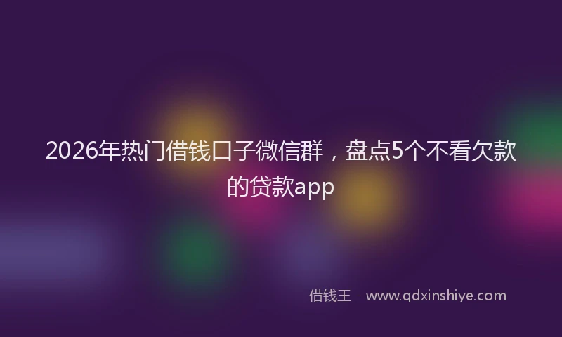 2026年热门借钱口子微信群，盘点5个不看欠款的贷款app