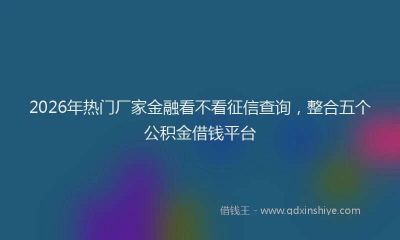 2026年热门厂家金融看不看征信查询，整合五个公积金借钱平台