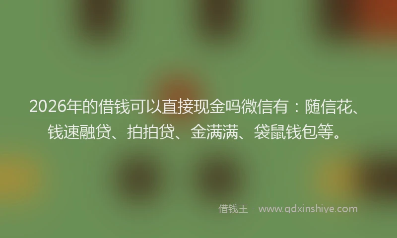 2026年的借钱可以直接现金吗微信有：随信花、钱速融贷、拍拍贷、金满满、袋鼠钱包等。