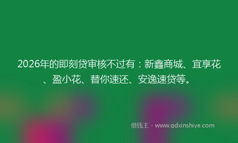 2026年的即刻贷审核不过有：新鑫商城、宜享花、盈小花、替你速还、安逸速贷等。