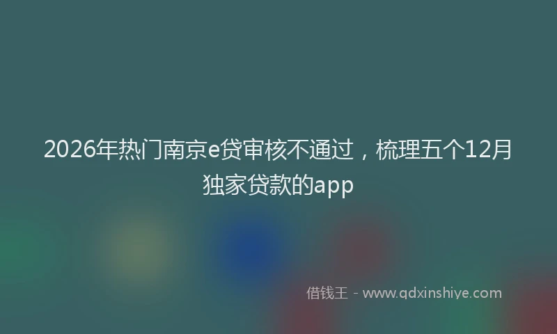 2026年热门南京e贷审核不通过，梳理五个12月独家贷款的app
