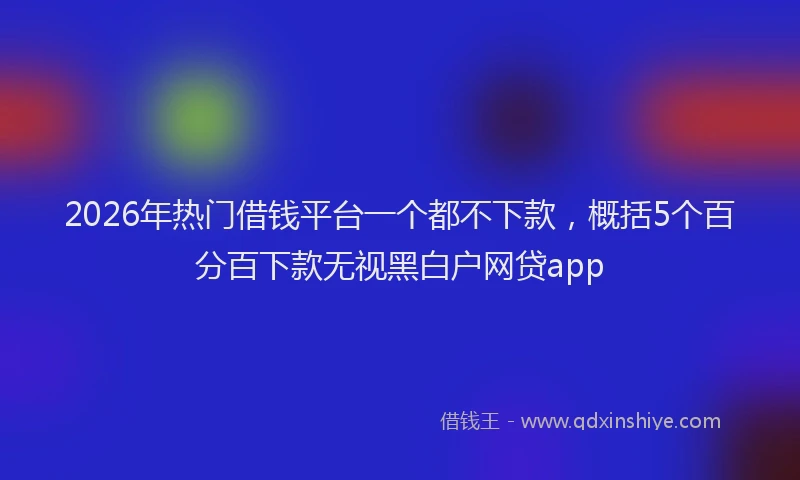 2026年热门借钱平台一个都不下款，概括5个百分百下款无视黑白户网贷app