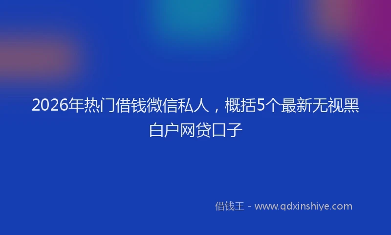 2026年热门借钱微信私人，概括5个最新无视黑白户网贷口子