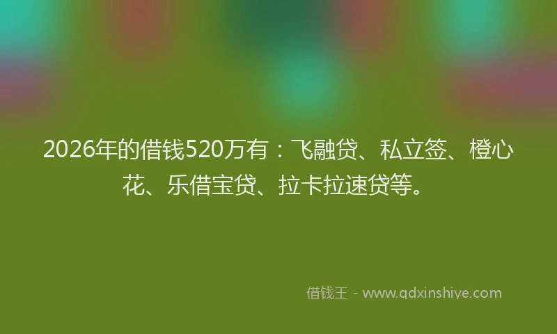 2026年的借钱520万有：飞融贷、私立签、橙心花、乐借宝贷、拉卡拉速贷等。