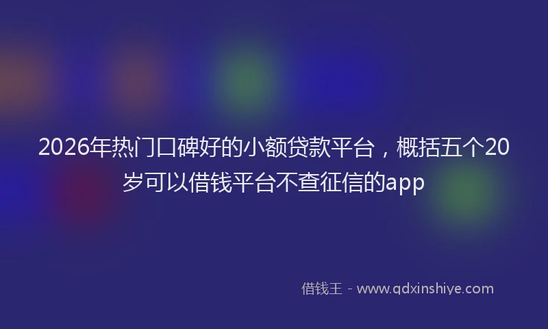 2026年热门口碑好的小额贷款平台，概括五个20岁可以借钱平台不查征信的app