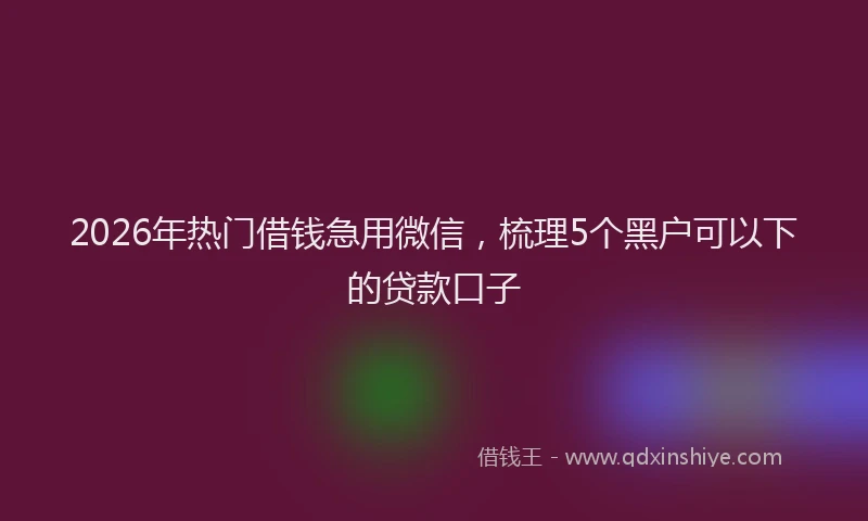 2026年热门借钱急用微信，梳理5个黑户可以下的贷款口子