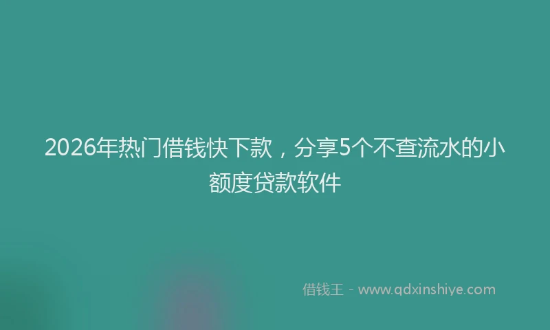 2026年热门借钱快下款，分享5个不查流水的小额度贷款软件