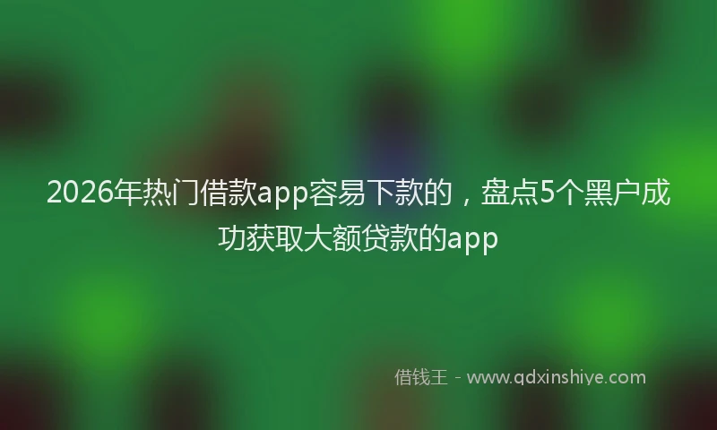 2026年热门借款app容易下款的，盘点5个黑户成功获取大额贷款的app
