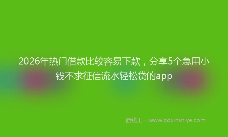 2026年热门借款比较容易下款，分享5个急用小钱不求征信流水轻松贷的app