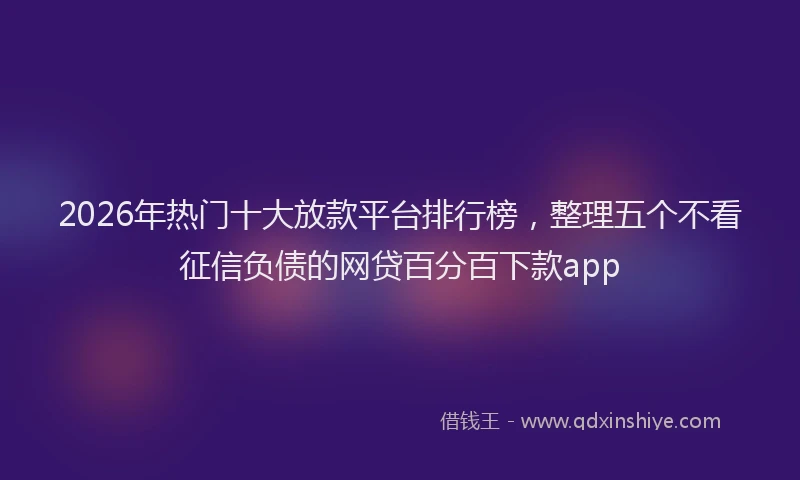 2026年热门十大放款平台排行榜，整理五个不看征信负债的网贷百分百下款app