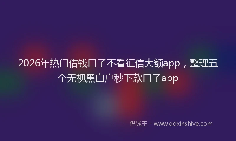 2026年热门借钱口子不看征信大额app，整理五个无视黑白户秒下款口子app