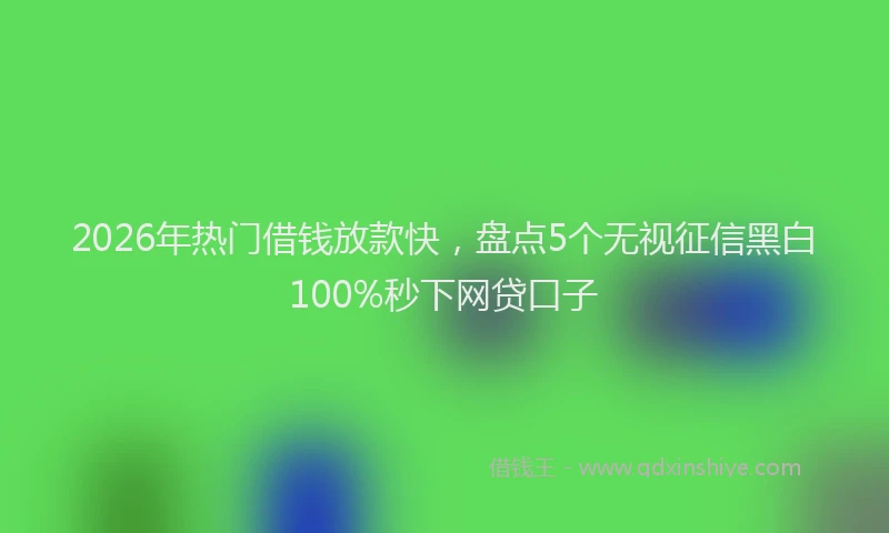 2026年热门借钱放款快，盘点5个无视征信黑白100%秒下网贷口子