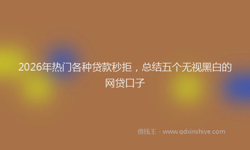 2026年热门各种贷款秒拒，总结五个无视黑白的网贷口子