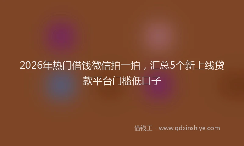2026年热门借钱微信拍一拍，汇总5个新上线贷款平台门槛低口子