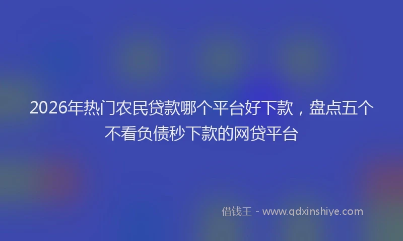 2026年热门农民贷款哪个平台好下款，盘点五个不看负债秒下款的网贷平台