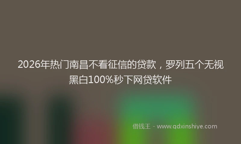 2026年热门南昌不看征信的贷款，罗列五个无视黑白100%秒下网贷软件