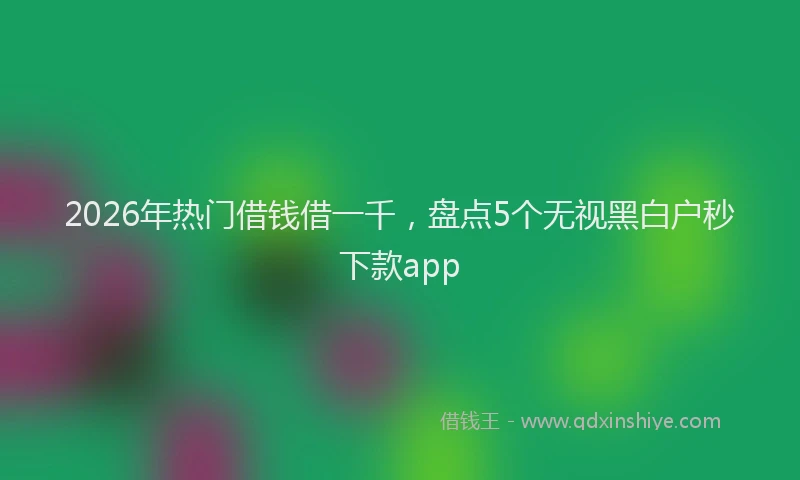 2026年热门借钱借一千，盘点5个无视黑白户秒下款app
