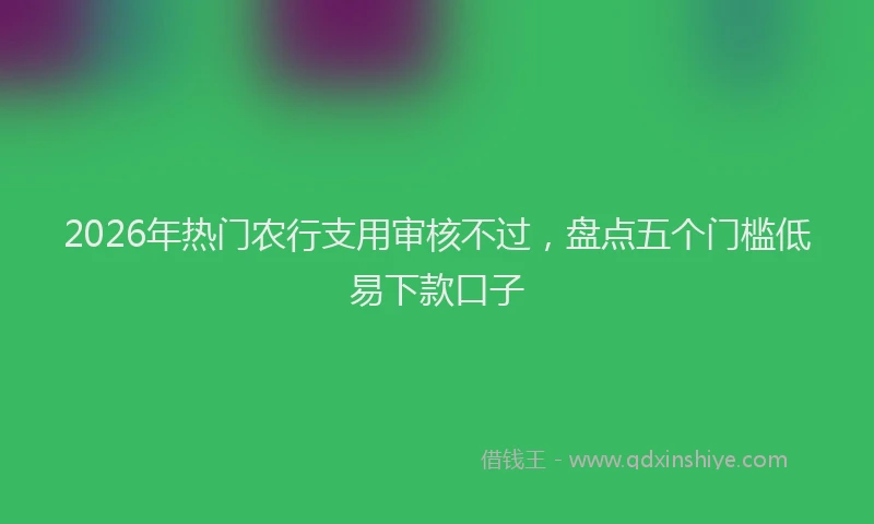 2026年热门农行支用审核不过，盘点五个门槛低易下款口子
