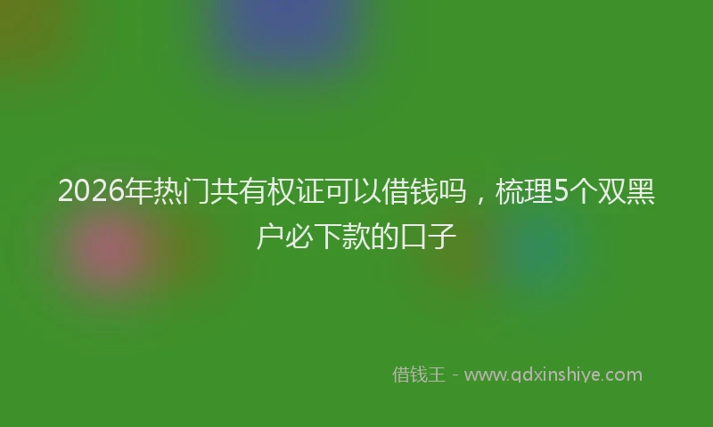 2026年热门共有权证可以借钱吗，梳理5个双黑户必下款的口子