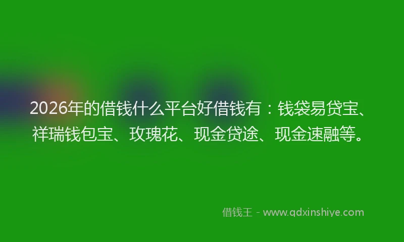 2026年的借钱什么平台好借钱有：钱袋易贷宝、祥瑞钱包宝、玫瑰花、现金贷途、现金速融等。