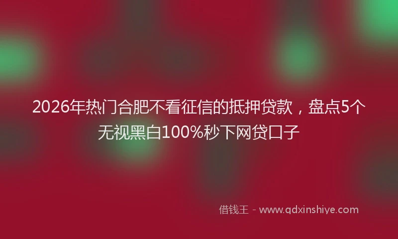 2026年热门合肥不看征信的抵押贷款，盘点5个无视黑白100%秒下网贷口子