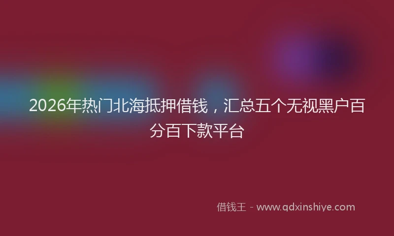 2026年热门北海抵押借钱，汇总五个无视黑户百分百下款平台