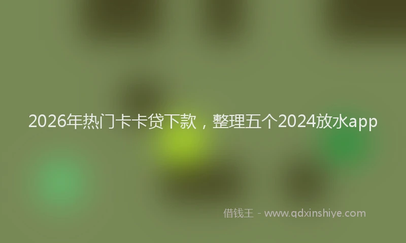 2026年热门卡卡贷下款，整理五个2024放水app